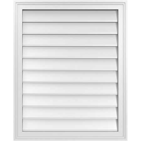 Ekena Millwork Vertical Surface Mount PVC Gable Vnt: Non-Functional, w/2"W x 1-1/2"H, Brickmould Frame, 26"W x 32"H GVPVE26X3202SN